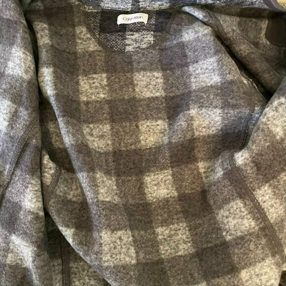 Calvin Klein Women's XS Gingham Black Gray Checker Fleece Zip Up LS Jacket - Picture 13 of 16